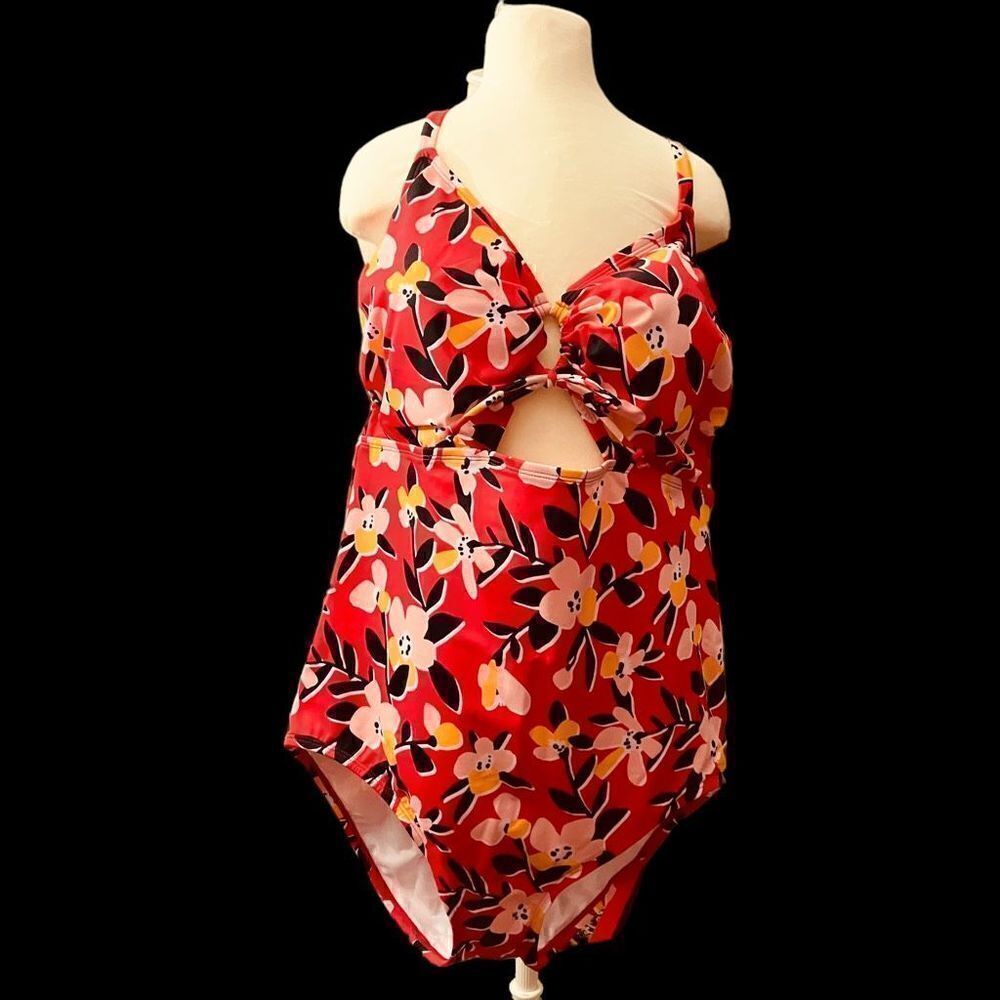 Beach Betty Red Tropical One-Piece Suit / SZ: 2X / NWT